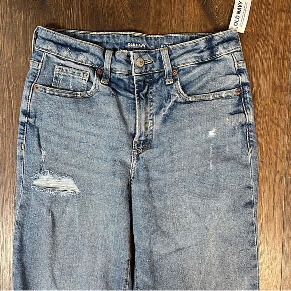 🆕 Old Navy High Rise O.G. Loose Straight leg Distressed Denim Jeans SZ 4 - Picture 5 of 8
